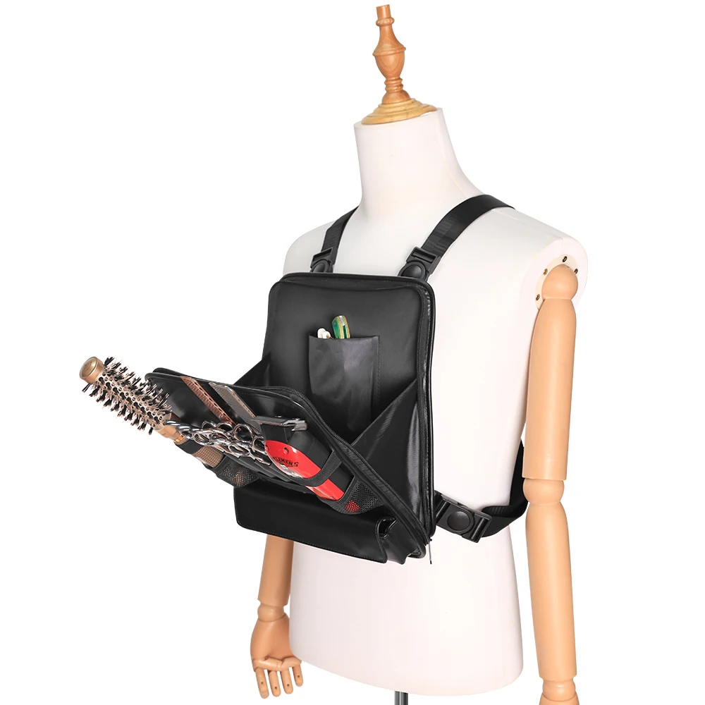 Barber Chest Bag Hairdresser Scissor Bag Double-layer Multi Pockets Lightweight Space Saving Hair Clipper Combs Organizer Tools