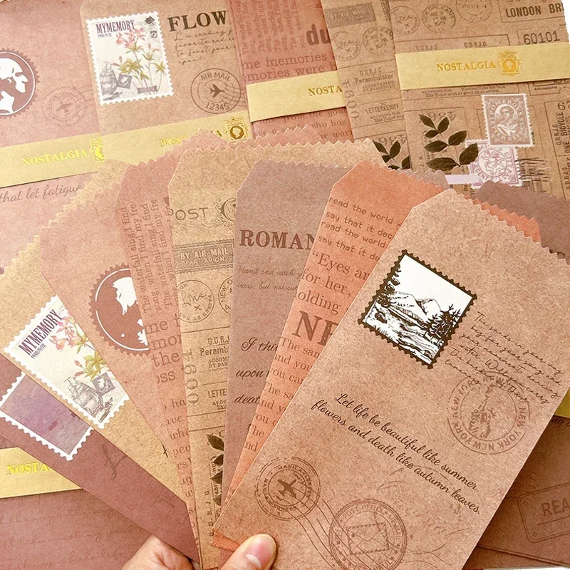 

20Pcs Nostalgic wallets Envelopes Vintage cowhide Fruit vegetable envelope Child Printing Romantic Cartoon Pattern Paper 20*12CM