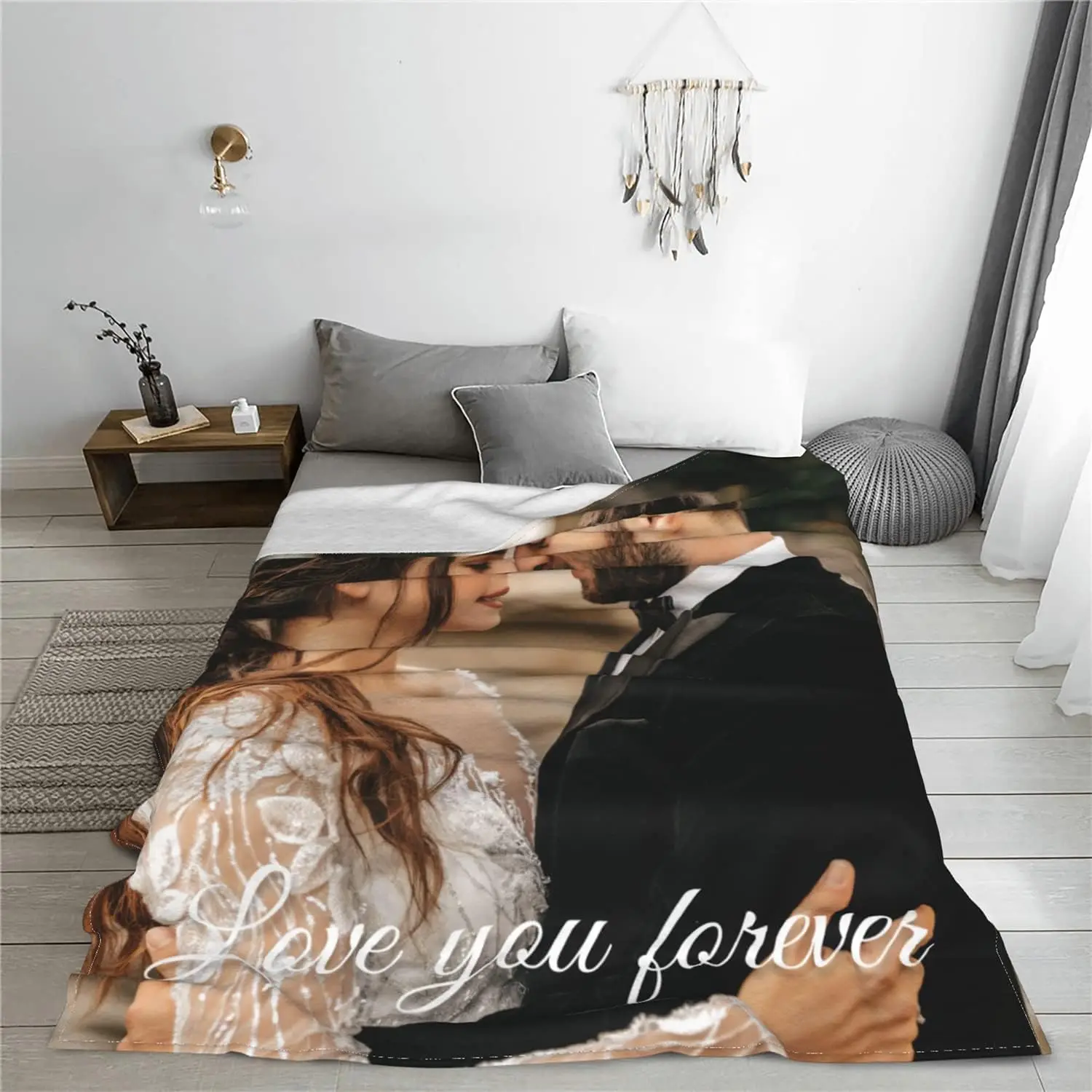 Custom Photo Text Blanket  Lightweight Smooth Fleece Custom picture blanket customized gift