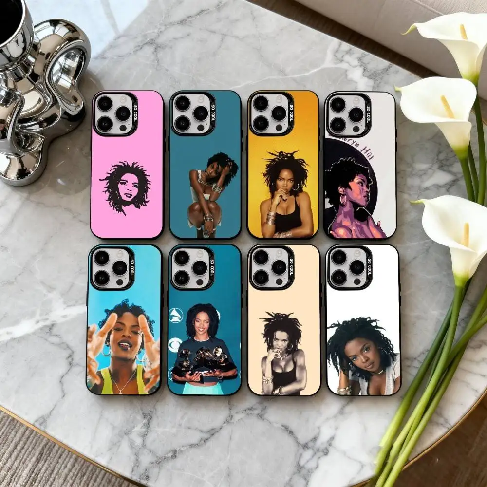 

Singer L-Lauryn-N H-Hill-L Phone Case For iPhone17,16,15,14,13,12,11 Plus,Pro Max Black Candy Silver Plated Cover