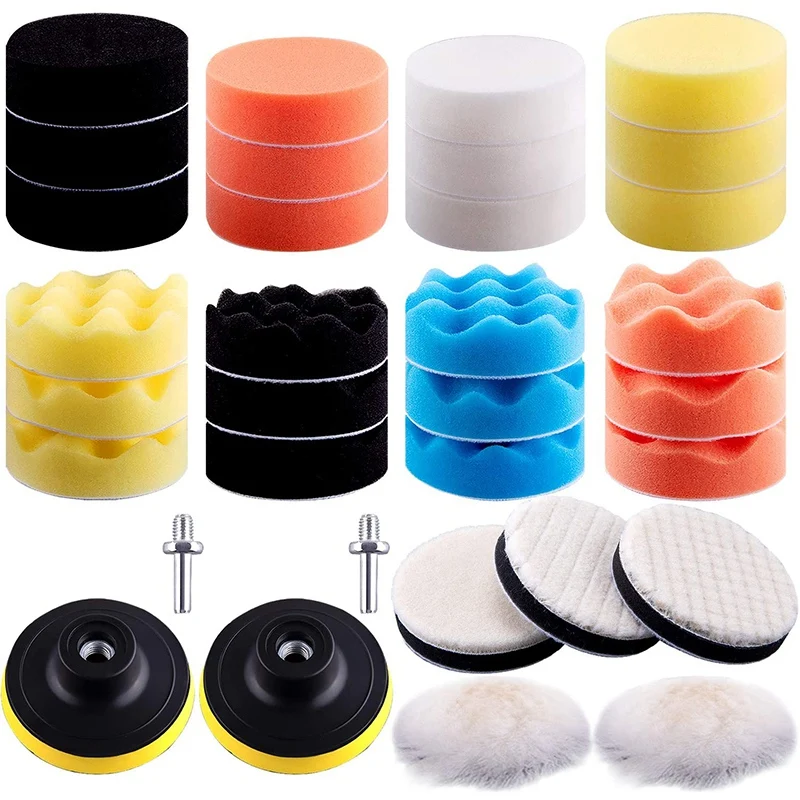 

33 Pieces Of Car Polishing Plate Kit 7.62 Cm Polishing Pad Foam Polishing Pad Polishing Machine Accessories