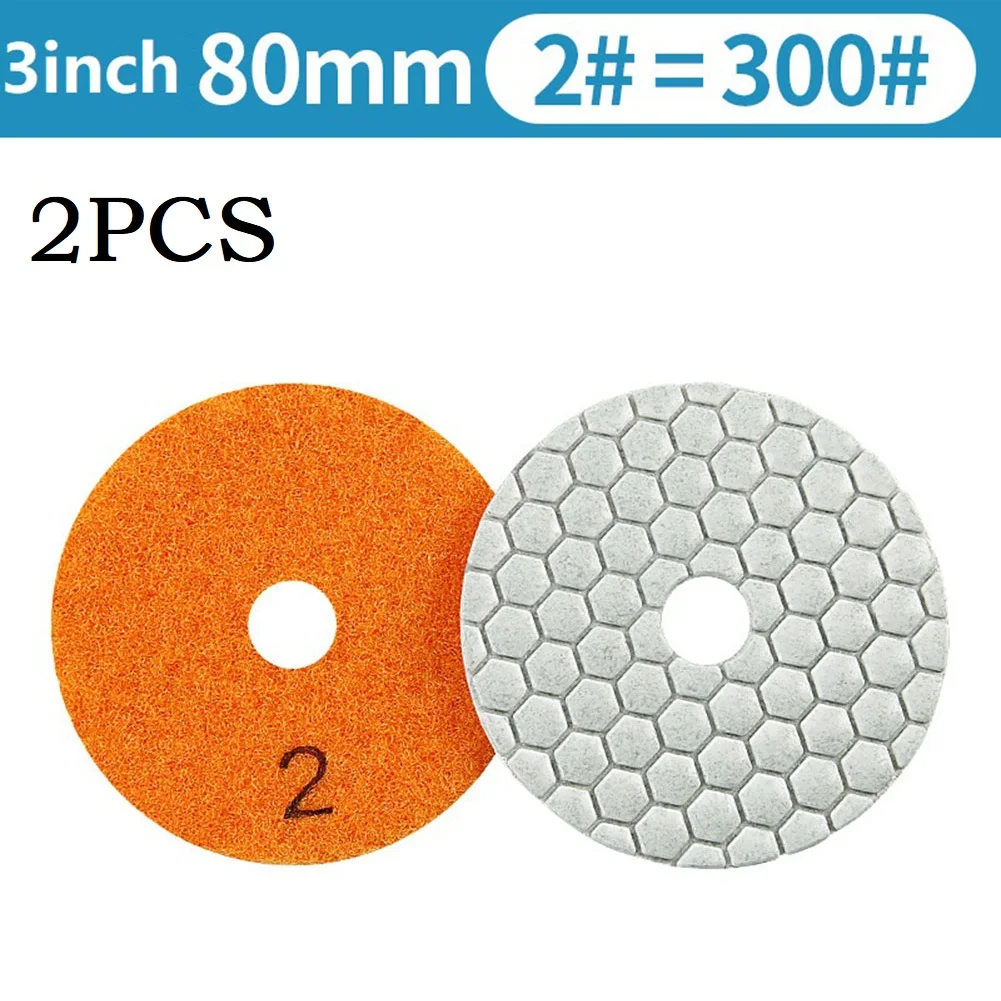 2 szt. Suchych Padów Polerskich 3 Calowe Diamentowe Padów Polerskich Zestaw Do Polerowania Na Sucho/Mokro Do Granitu Kamienia Betonu Marmuru Używane Jako Tarcze Szlifierskie