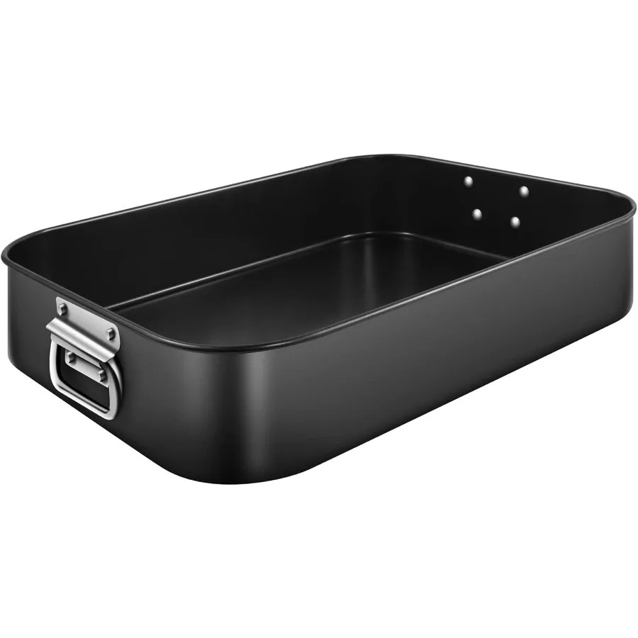 

Deep rectangular baking pan set for oven use 16x12x3 inch versatile roasting and cake dish with handles ideal for lasagna brown