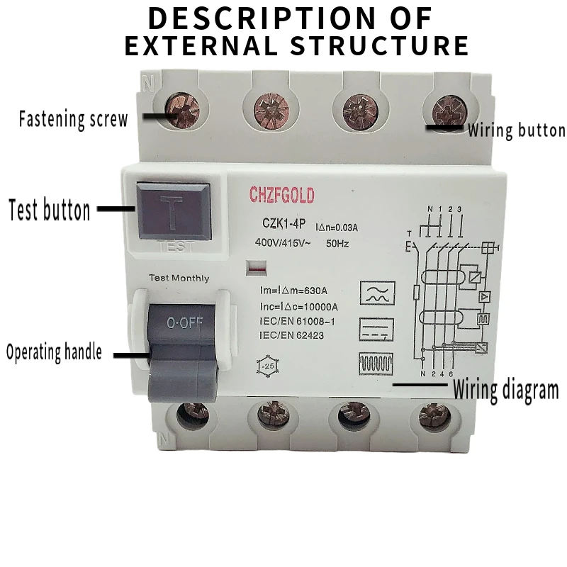 125A 4p RCCB RCD ELCB Circuit Breaker