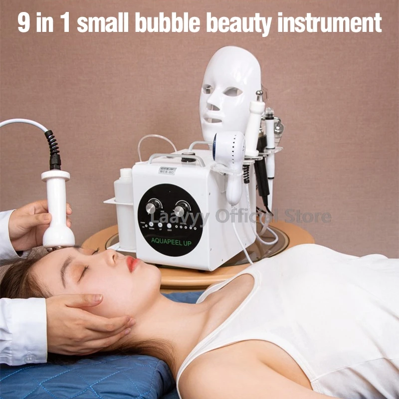 9 In 1 Hydrogen Oxygen Facial Ultrasound Radio Frequency Bubble Machine Skin Care Suction Blackhead Cleansing Beauty Equipment