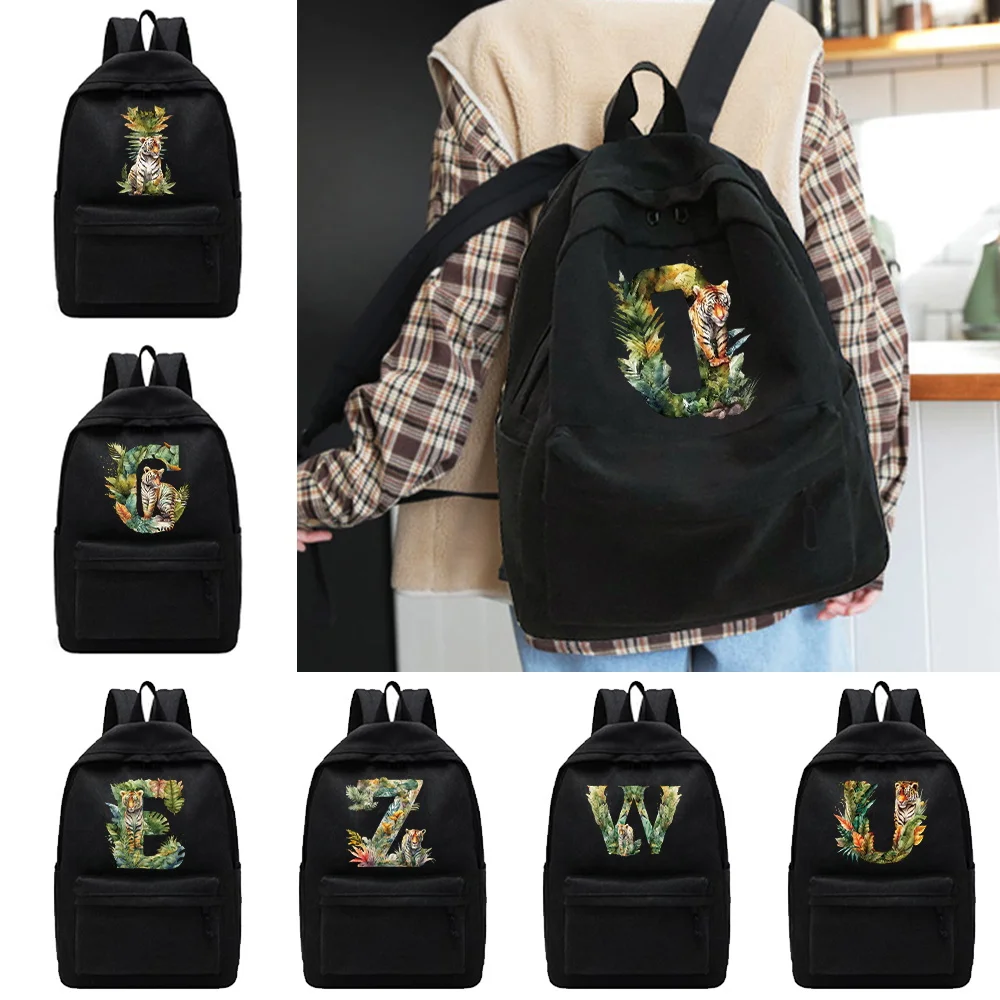 

Shoulders Backpacks Fashion School Bag Women Casual Backpack Jungle Tiger Series Laptop Backpack Unisex Sport Bags Canvas