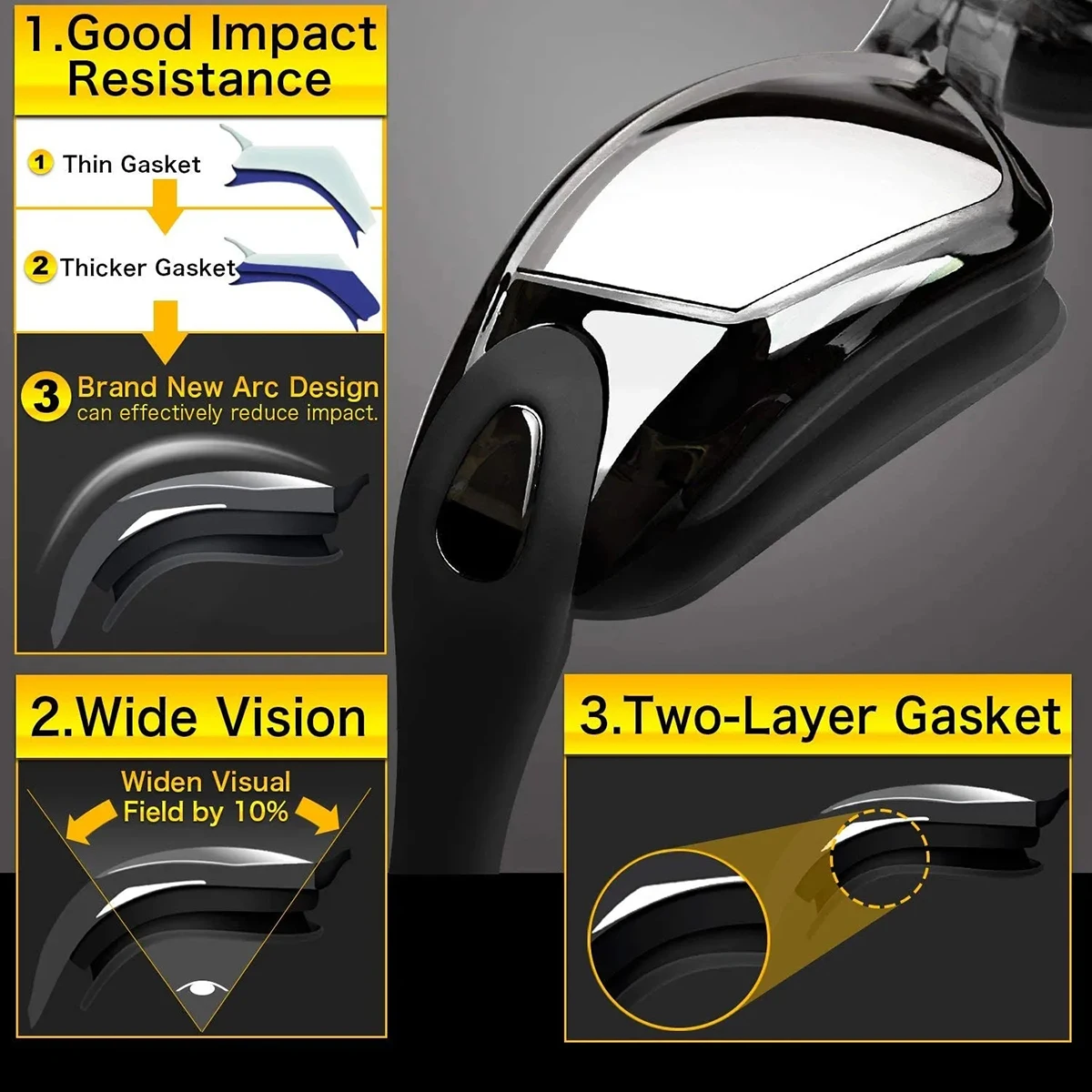Gafas de natación profesionales para adultos, lentes de piscina antiniebla y protección UV, sin fugas, para hombres y mujeres