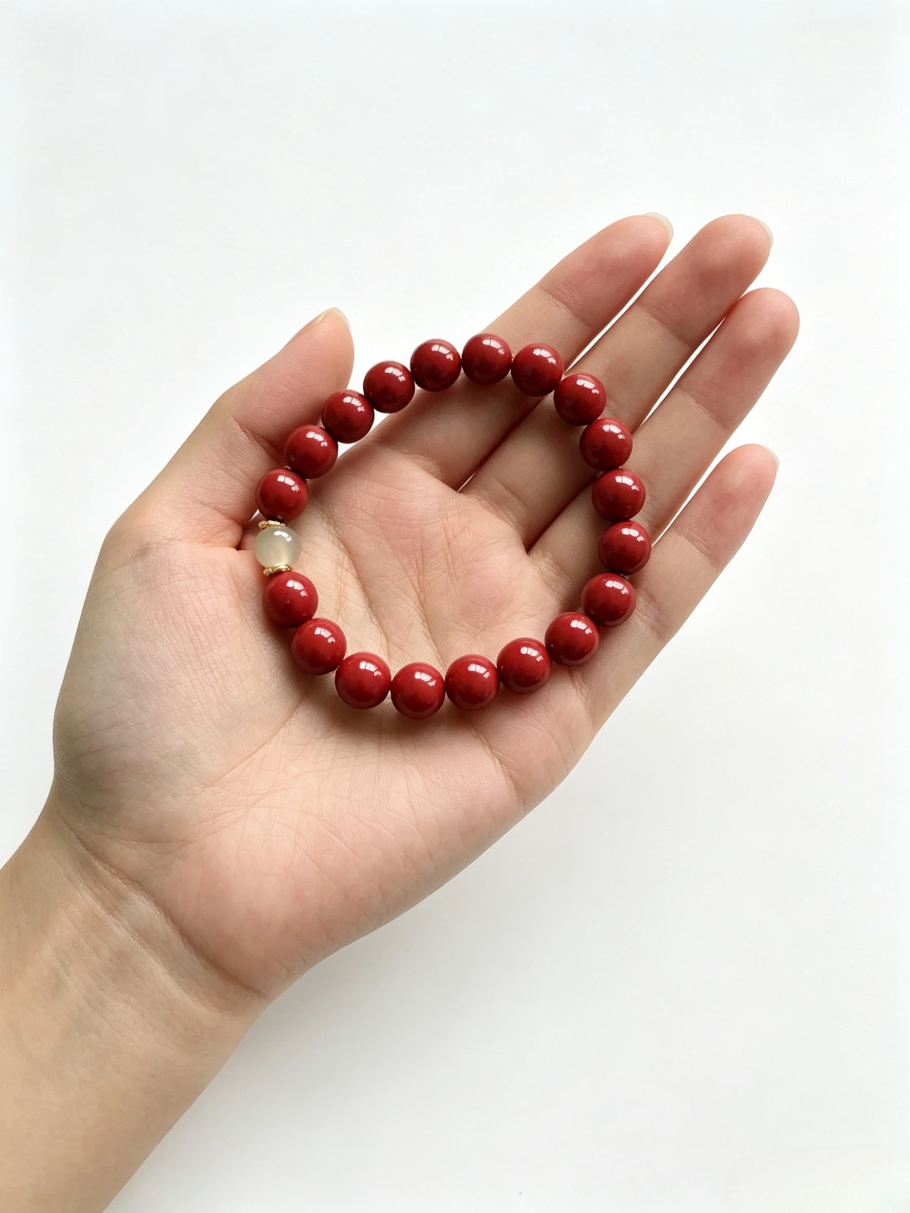 Image 6: Bracelet extensible minimaliste en cinabre rouge
