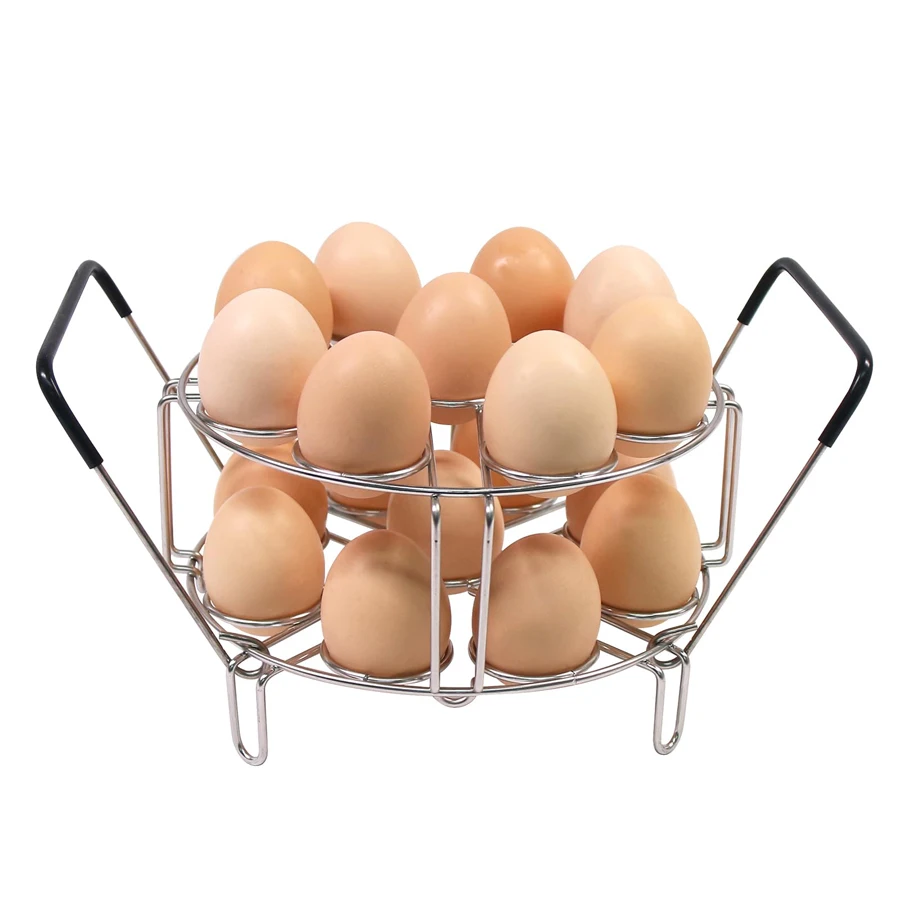 Rejilla apilable para cocinar huevos al vapor, rejilla para cocinar huevos con mango de silicona resistente al calor, rejilla multifuncional para cocinar al vapor