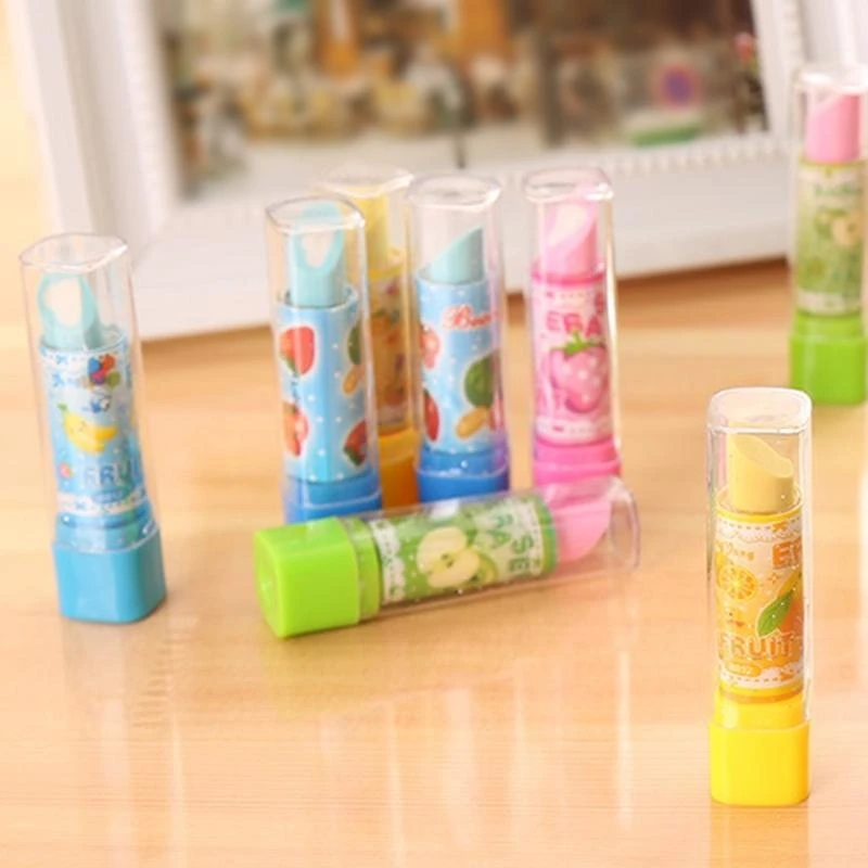 Mooie lippenstiftpotloodcorrectie Rubberen briefpapier voor studenten kinderen verkoop