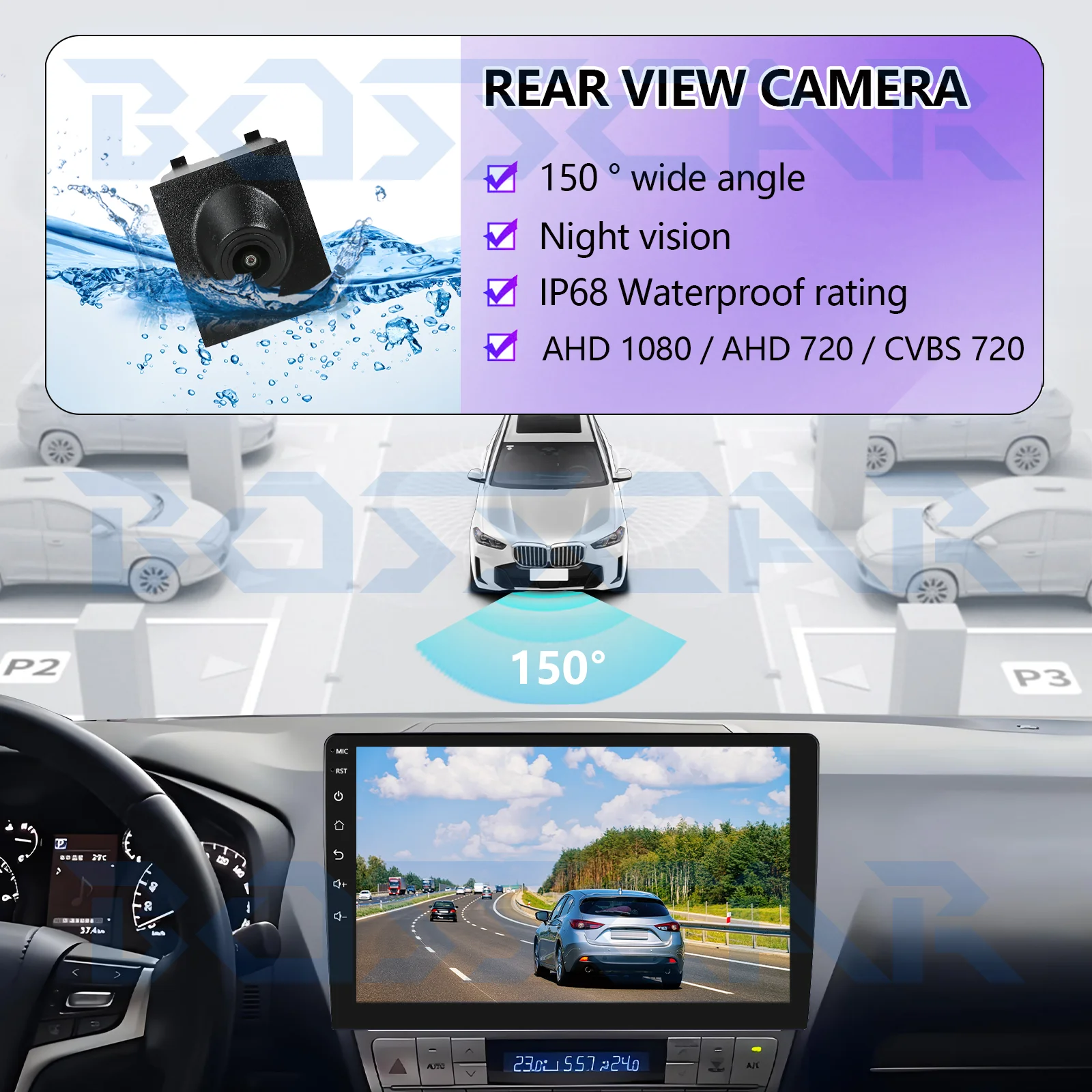 Per Volkswagen 2019 T-ROC AHD OEM Telecamera per auto Telecamera per vista frontale 1080P Visione notturna 150 °   Monitor di parcheggio impermeabile con obiettivo Fisheye