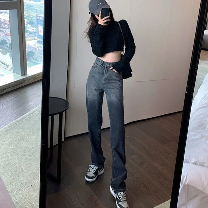 

Pants For Women Black Women's Jeans Straight Leg Trousers Aesthetic Denim With Pockets Luxury Designer Original Elegant Classy Z