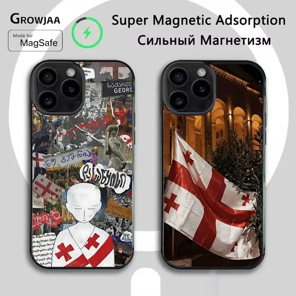 

Georgia Flag Phone Case For iPhone 17,16,15,14,13,12,11,Pro,Max,Plus,Mini,SE4,E Magnetic Magsafe Wireless Charging