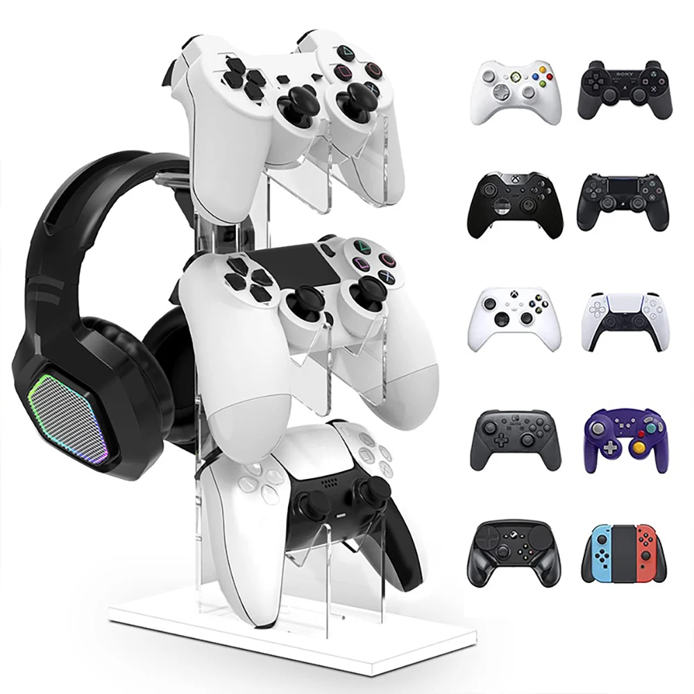 Gamepad Headset Display Stand White Three Layers For PS5/PS4/ps3/ps2/switch pro/xbox Enthusiast Level Game Peripheral