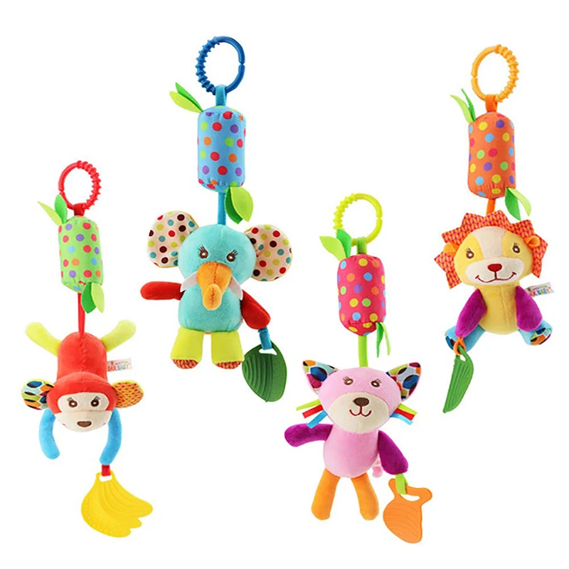 Jouets mentaires oriels colorés avec TeWindsor pour bébé, bébé, animal, cloche, doux, confrontles, hochets, nouveau-né, CPull, siège de voiture, poussette, chaud