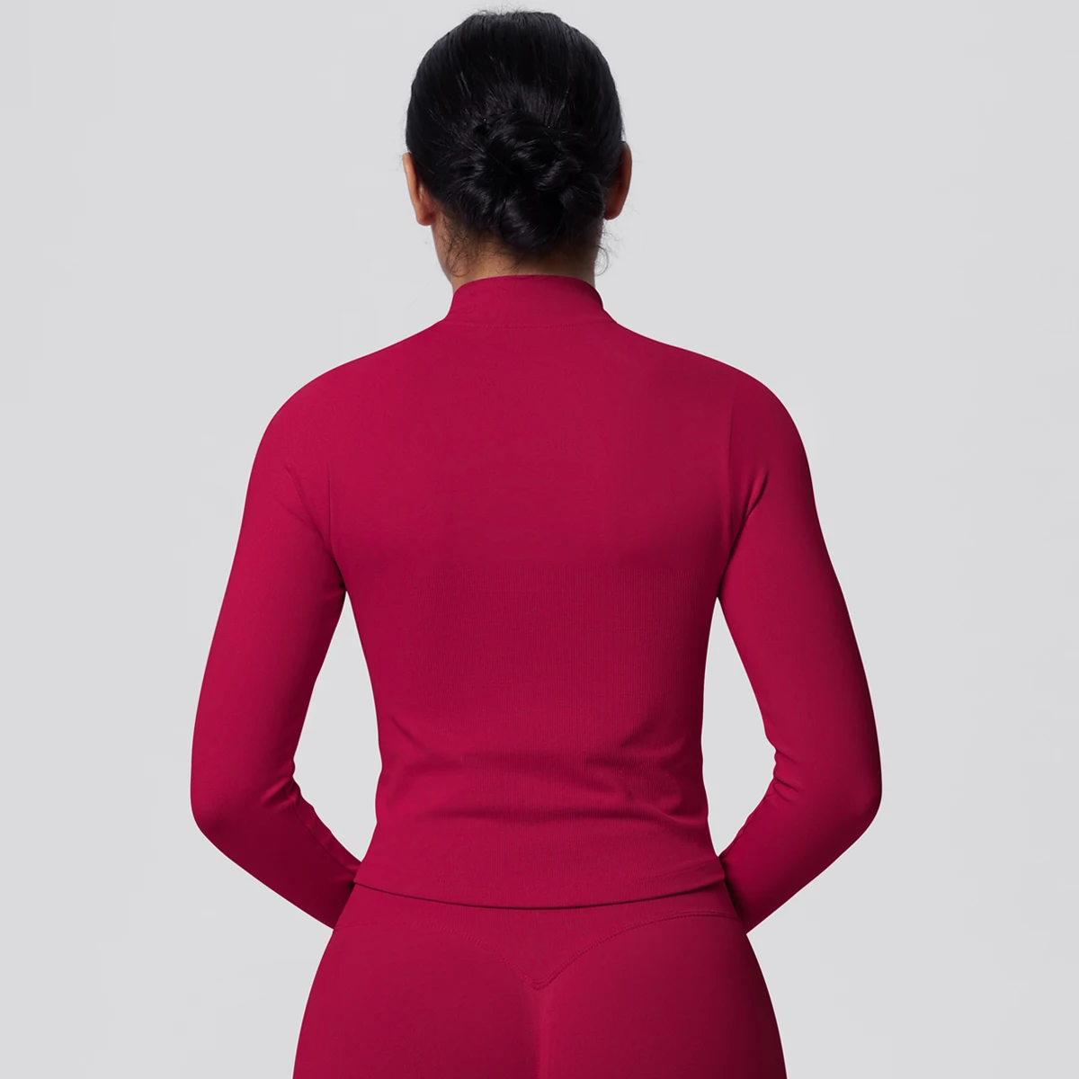 Quick-Dry Solid Color Yoga Zipper Long Sleeves Sports Top Slim Casual Breathable Yoga Coat Women Fitness Yoga Gym Sports Top