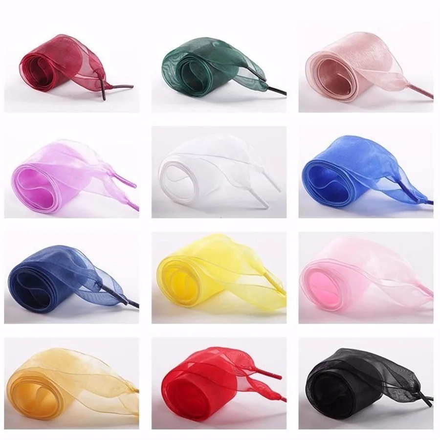 1 Paar 4cm Breite Organza-Schnürsenkel 60-180cm Damen Schleifen-Schnürsenkel Flache Seiden-Satin-Bänder für Canvas-Sneaker Sportschuhe Schnürsenkel S – Detail 3