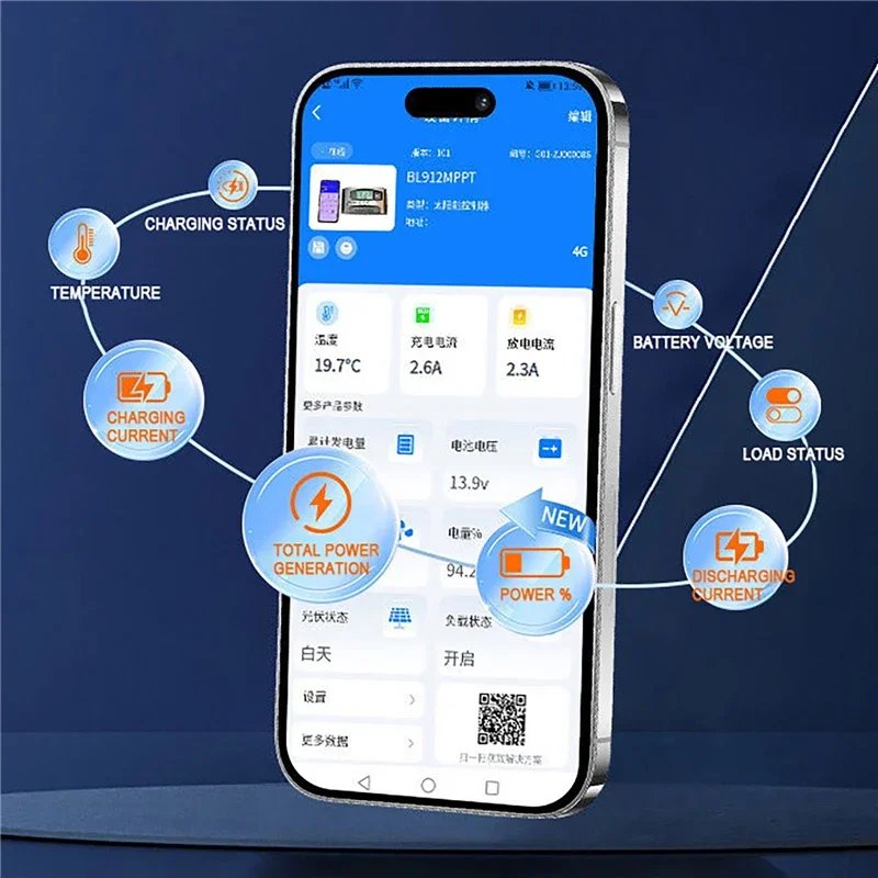 Imagem -03 - Controlador de Carga Solar Mppt Step-down Lcd Dual Usb Bluetooth App Regulador de Tensão 10 30 40 50 60a 12 24 36 48 60v 18v150v