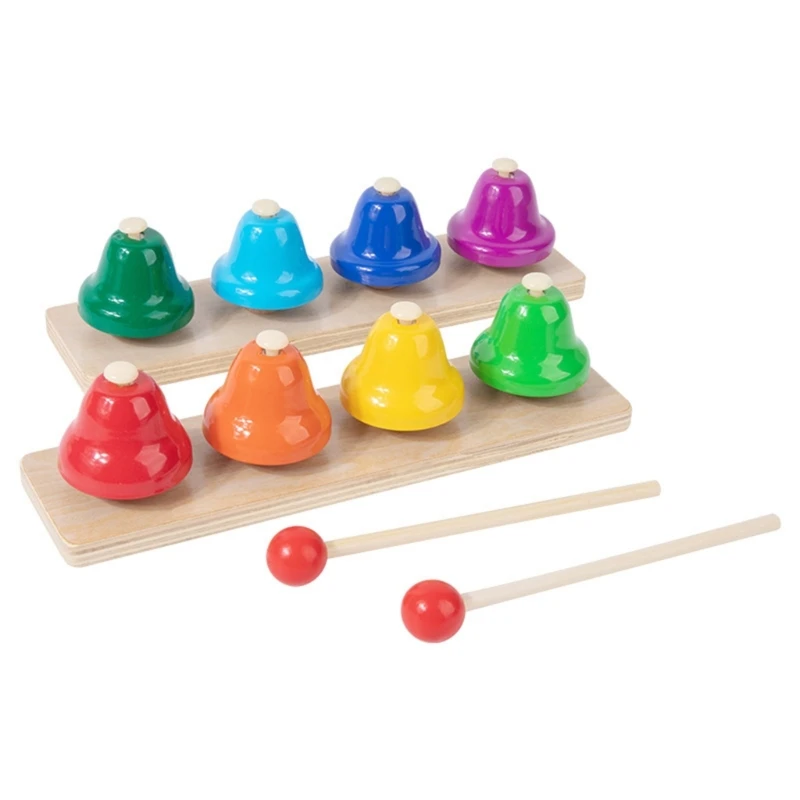 8 Note Handbells Desk Bells Colorful Hand Bells Percussion Instrument Musical Teaching Toy Gift for Toddler, Kid, Adults