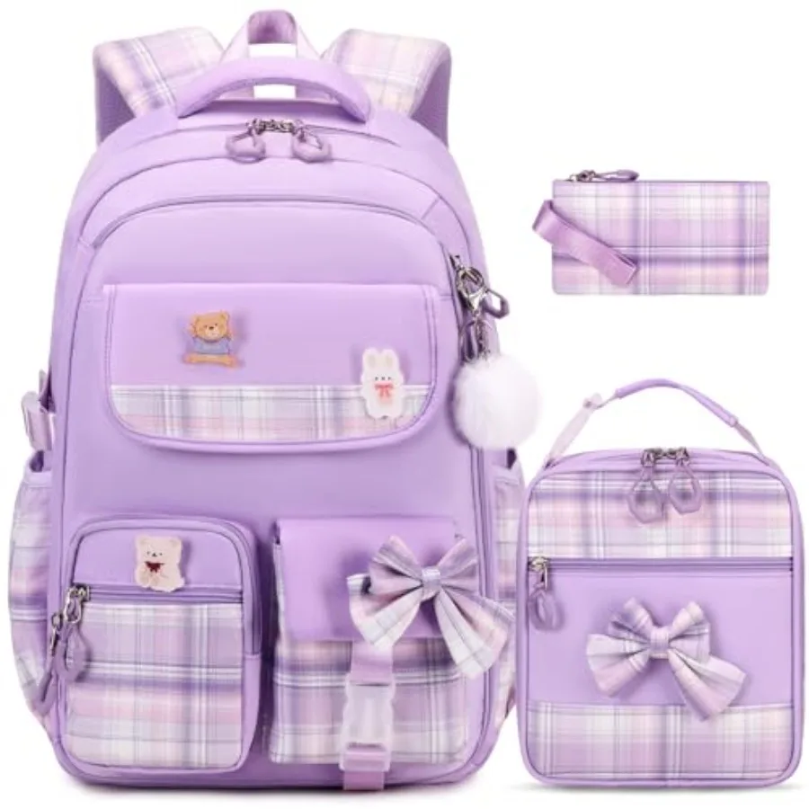 

Girls Backpack - 3PCS Backpack for Girls Cute School Backpacks for Girls Kindergarten Elementary Preschool Middle School Bags w