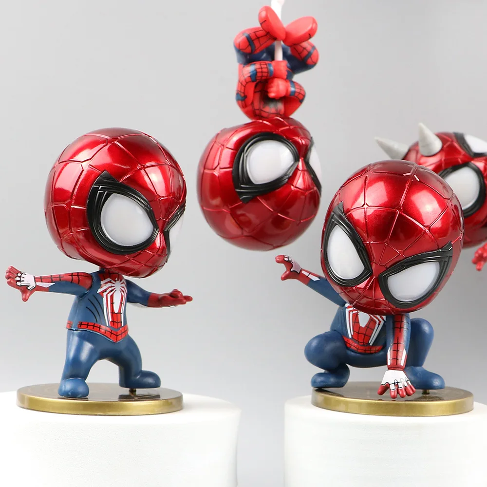 5 قطع/مجموعة Marvel Avengers Spider Man Cute Q Ver. لعبة مجسمة قابلة للجمع من مادة PVC لتزيين المنزل دمية هواية للأطفال