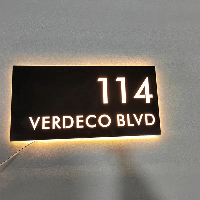 Imagem -04 - Led Acrílico Luminous House Number Placa Sinal de Endereço Luz Branca ou Amarela Fonte de Alimentação Disponível Home Art 220v