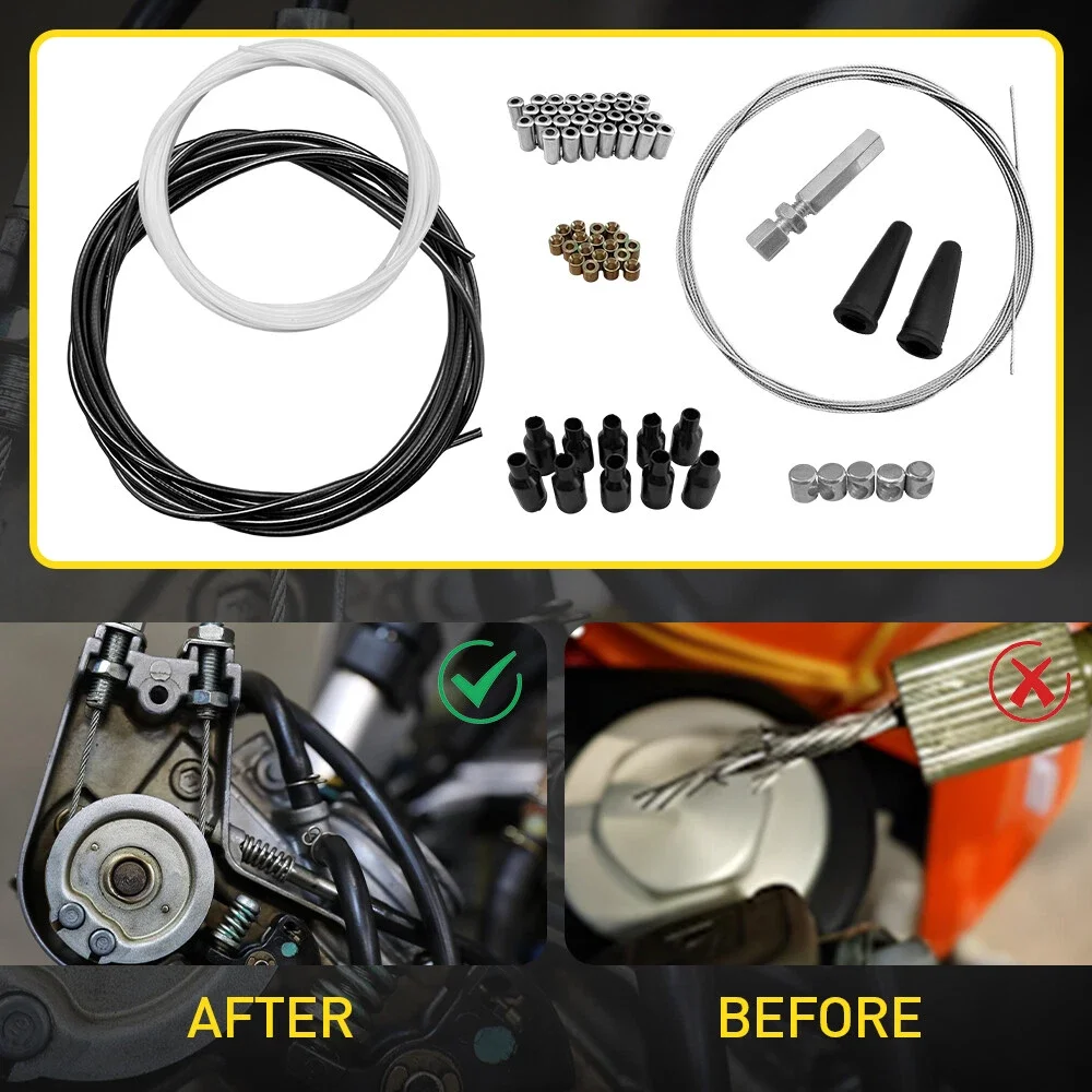 Universal Throttle Cable Kit with 5 Metres for DIY Nipples Ferrules Barrel Nipples Carb Neoprene Boots Mid-Adjuster