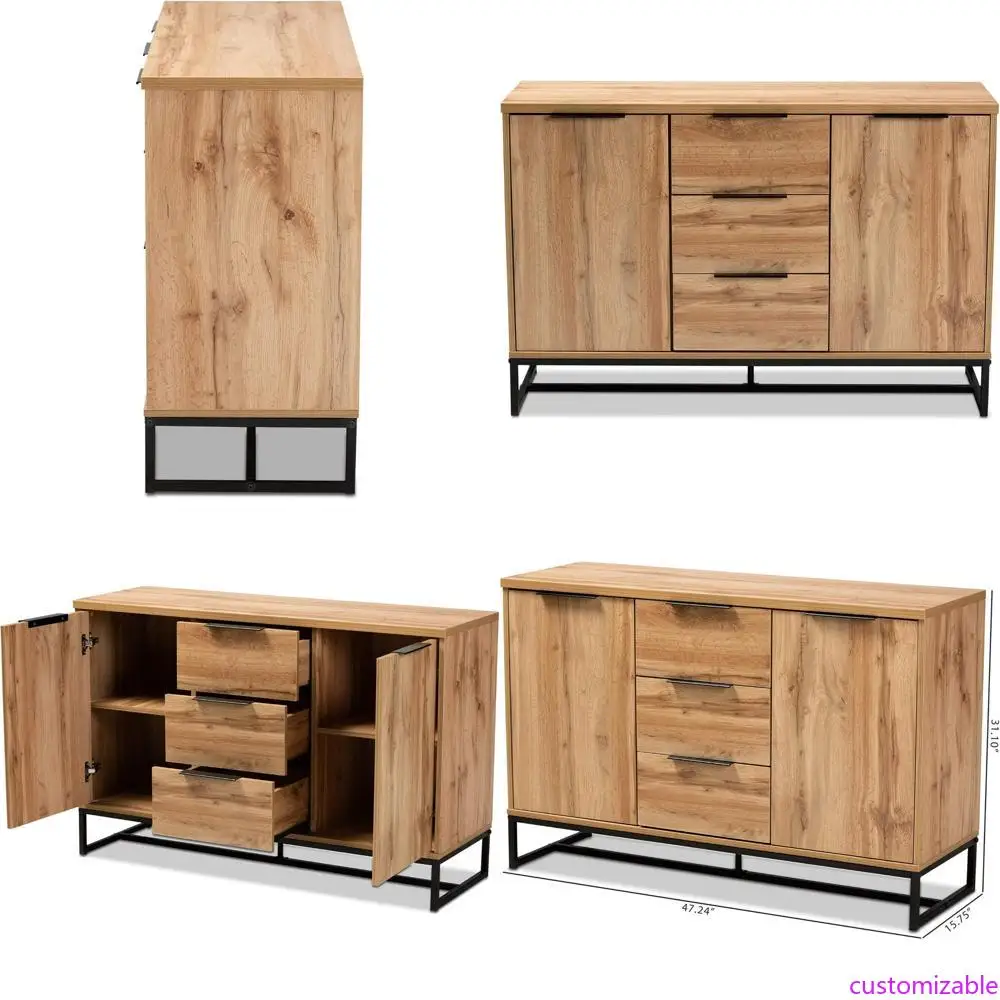 خزانة جانبية للاستوديو من خشب البلوط والأسود #1