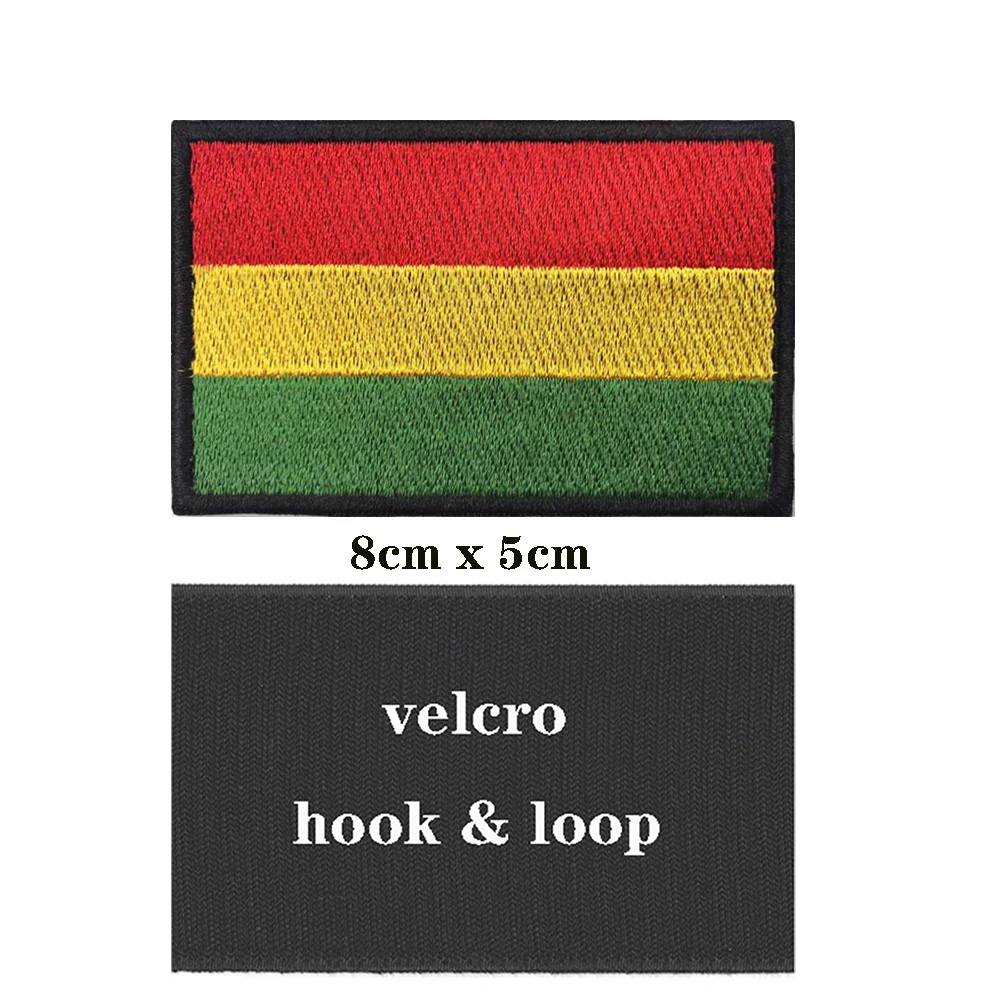 1PC Bolivia Flag Armband Embroidered Patch Hook & Loop Or Iron On Embroidery  Badge Cloth Military Moral Stripe