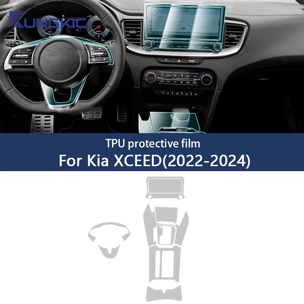 For Kia XCEED 2022 2023 2024 TPU Car Navigation Screen Film Gearbox Protective Sticker Anti-scratch Repair Interior Accessories