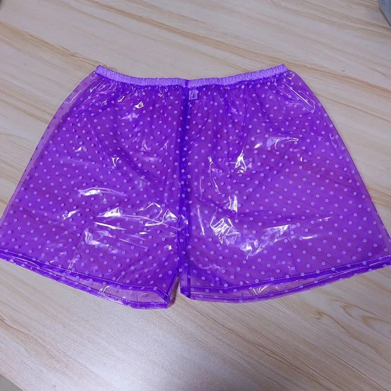 

Sexy Transparent Polka Dot PVC Boxer Shorts Soft Smooth Silent ABDL Plastic Pants Couple Waterproof Leak proof Diaper Panties