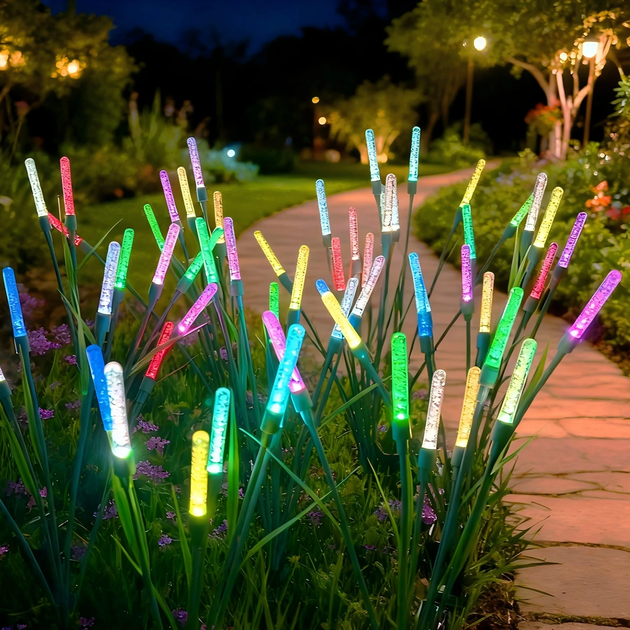Mystic Cattail Firefly Sway Stake Lights, Wind Waving Magical Blade Solar Lamps, Enchanted Garden Weird Dreamy Decor Lights