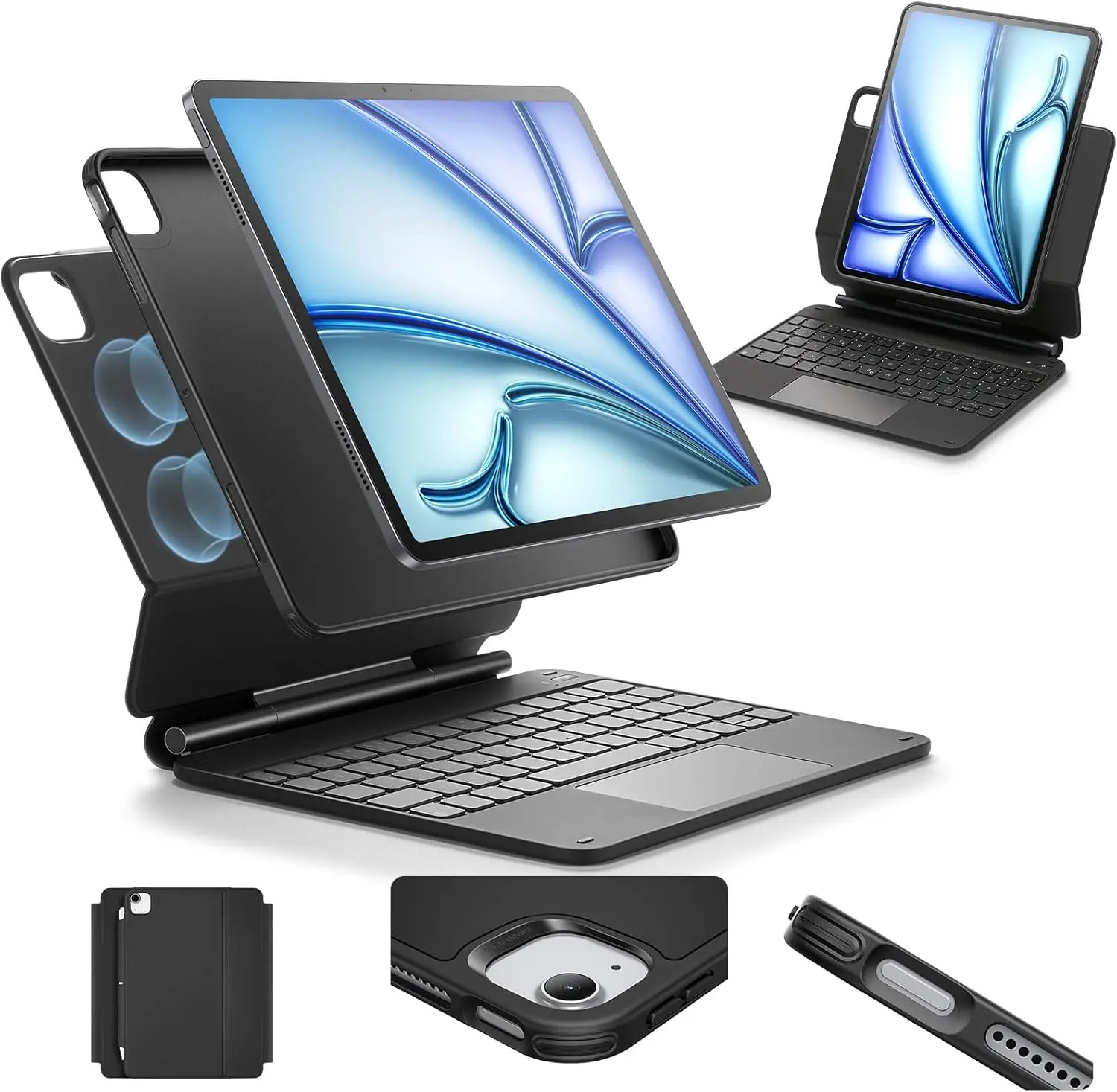 

Universal iPad Keyboard Case: Magnetic Stand, Detachable Cover, Trackpad for Air 11" & Pro 11" (2020-2026)