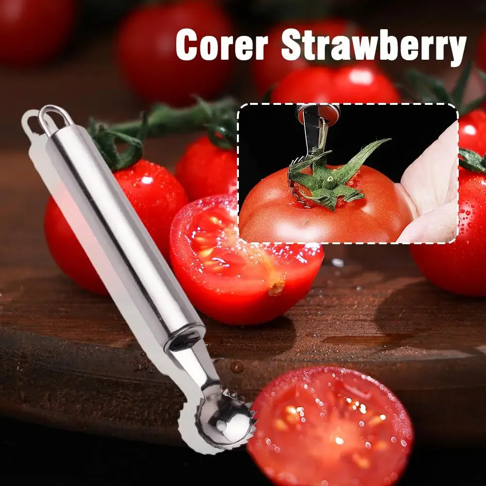 Steel Tomato Corer Strawberry Huller Stem Remover Fruit Leaf Remover For Pineapple Strawberry Tomato Tomatoes Y1D0