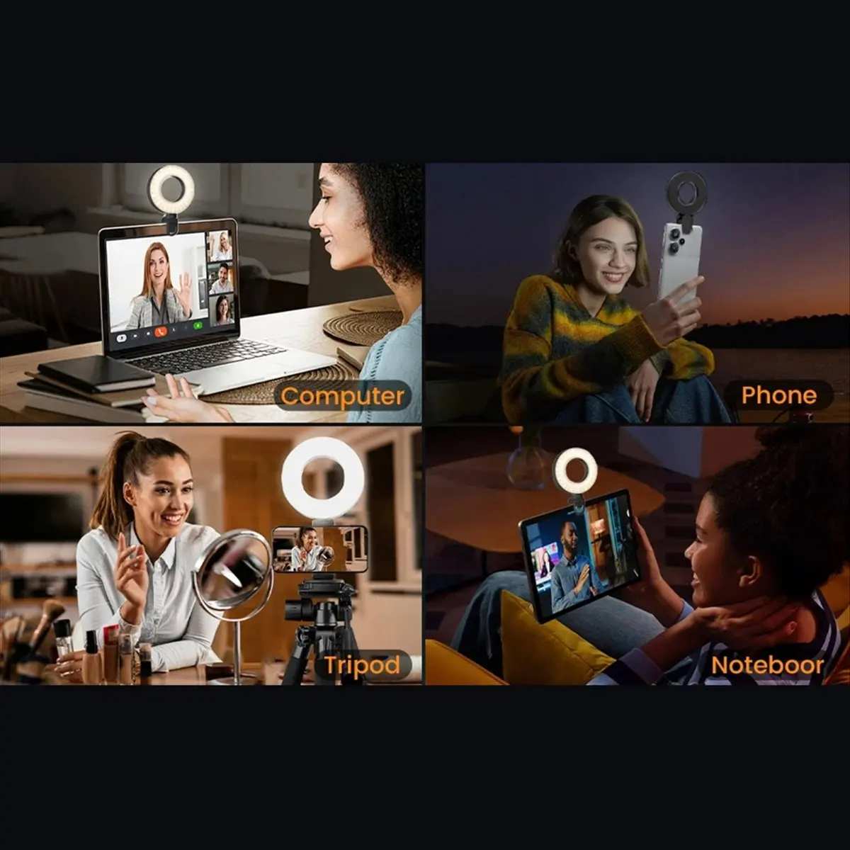 HowAA87 Mobile Phone Fill Light, LED Selfie Light Anchor Live Broadcast Photo Light, Laptop Video Conference Ring Light White