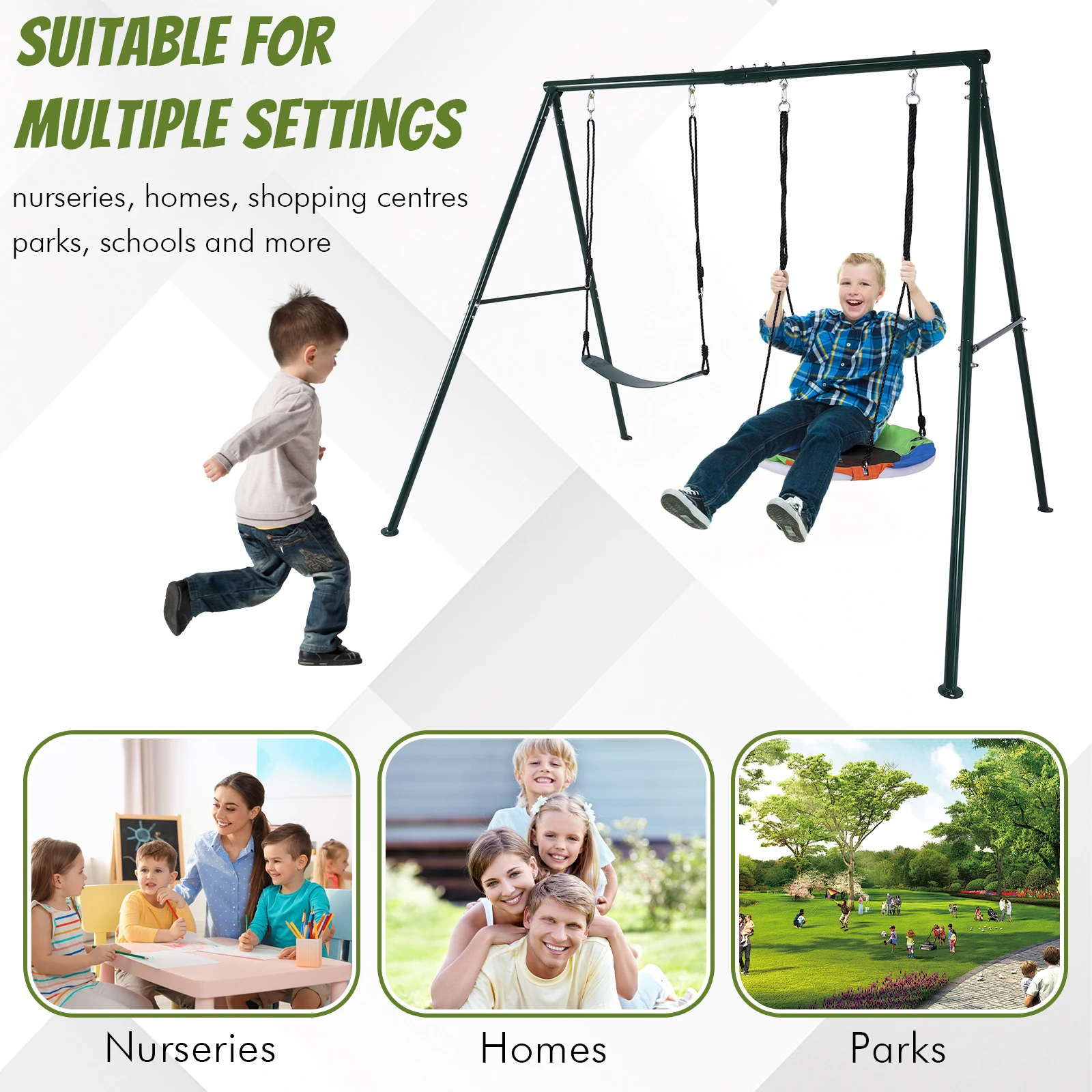 Outdoor Swing Stand Rust Proof Metal Hammock Stand Multi-Purpose Heavy Duty Playground Frame for Kindergarten Shopping Mall Park