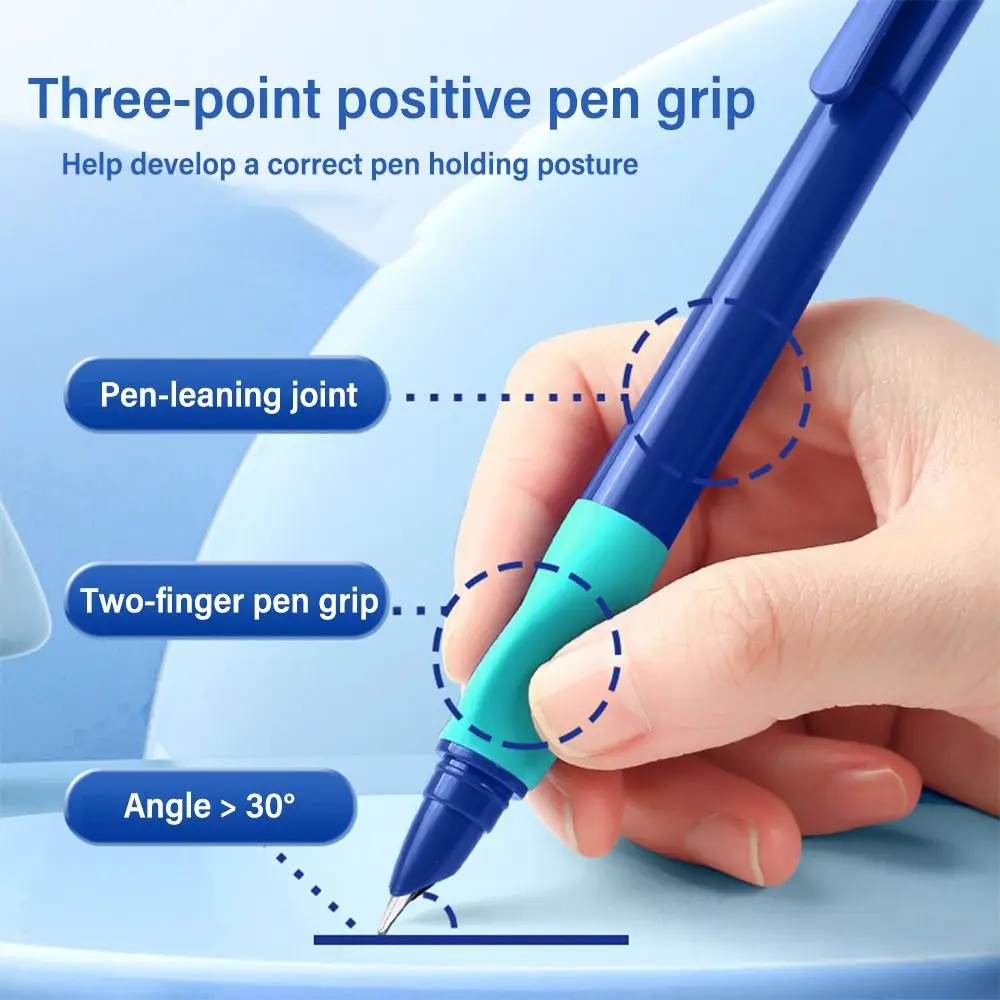 Grip Posture Correction Fountain Pen Soft Grip Replaceable Ink Sac Changing Ink Sac Pens 0.38MM Tip Neutral Pen School Office