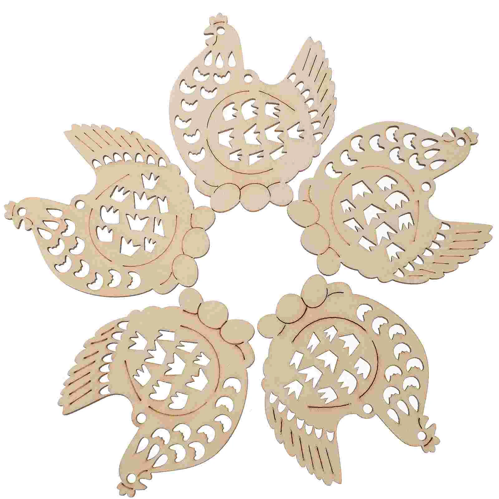 

30 Pcs Wooden Hen Hanging Ornament Slices Decorations Unfinished Cutouts Easter Pendants