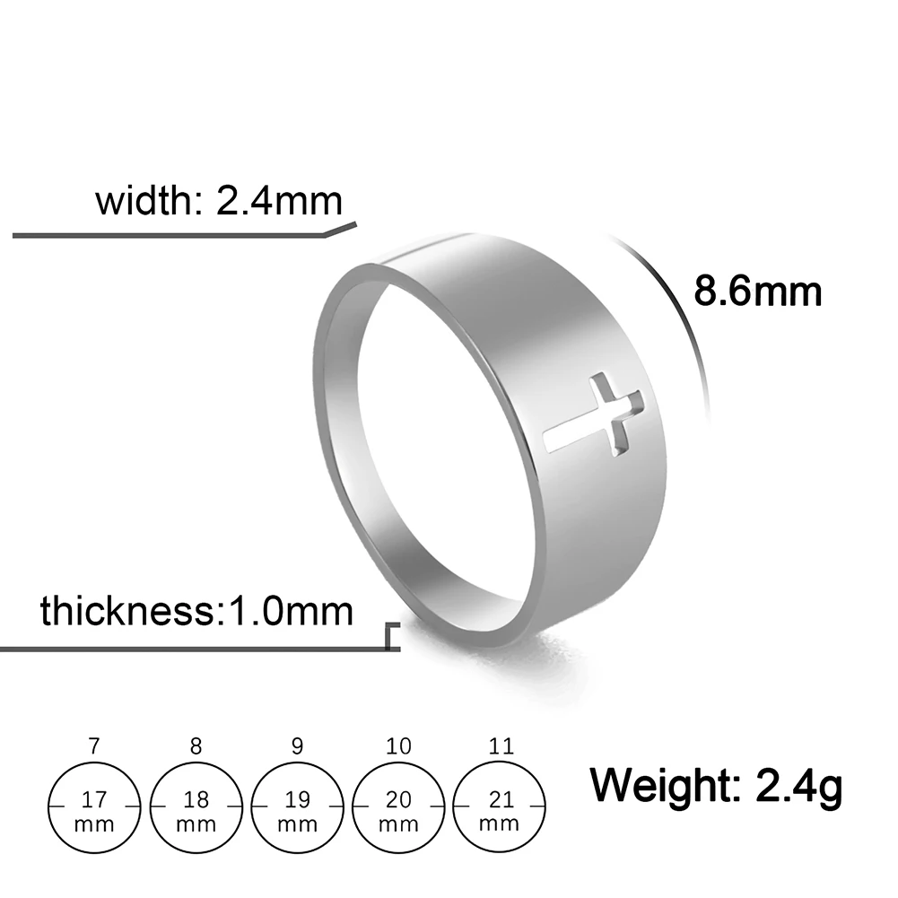 COOLTIME Gothic Kreuz Paar Ringe Edelstahl Silber Farbe Jesus Kreuz Fingerring für Männer Frauen Punk Schmuck Hochzeits geschenk