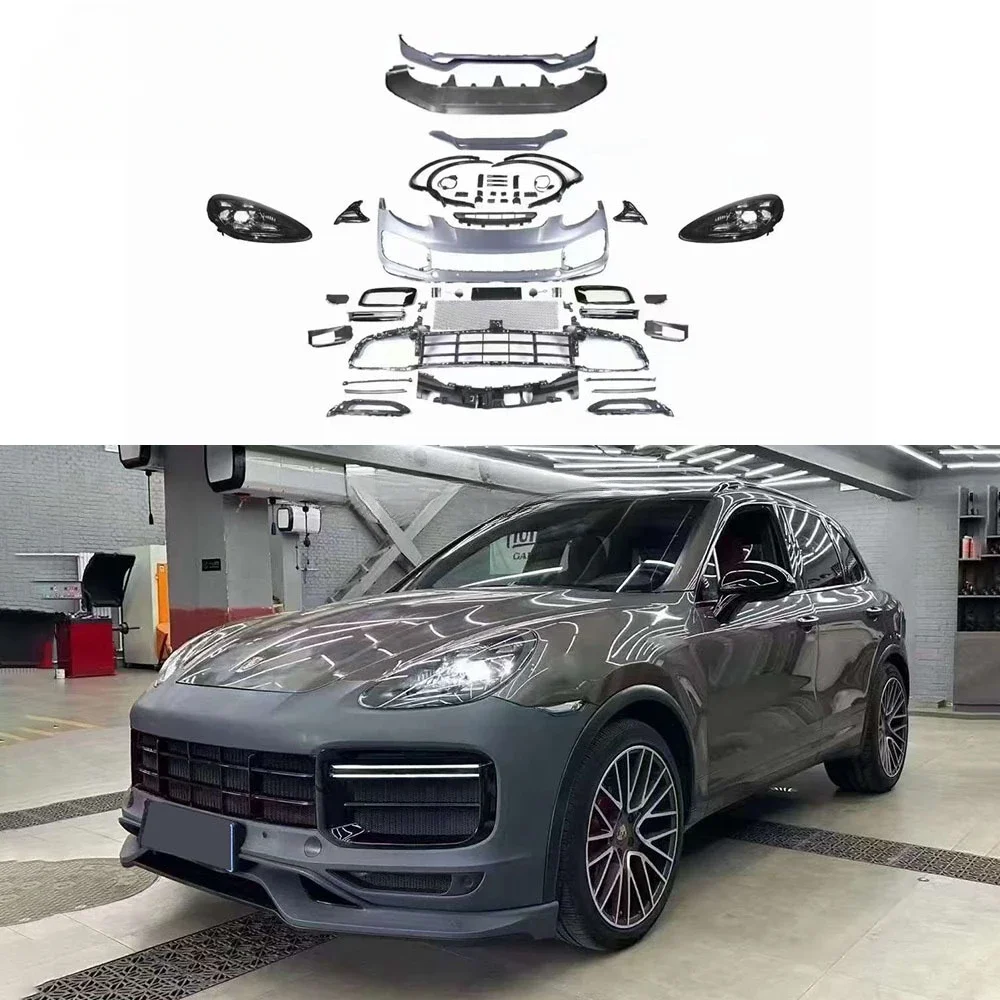 Car old to new bodykit for Porsche cayenne 958.1 958.2 to 9Y0 style 2011-17 bumper taillight rear trunk rear diffuser exhaust