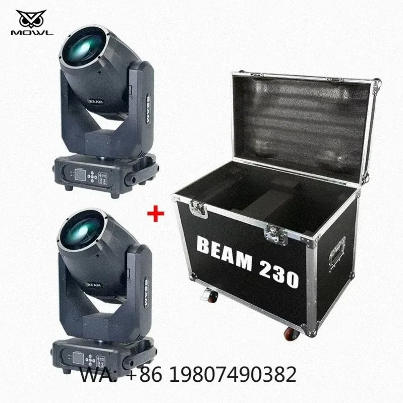 2pcs Mini 230W 7R Sharpy LED Beam Moving Head Projection Light DMX with 2in1 Integrated Flight Case Pack