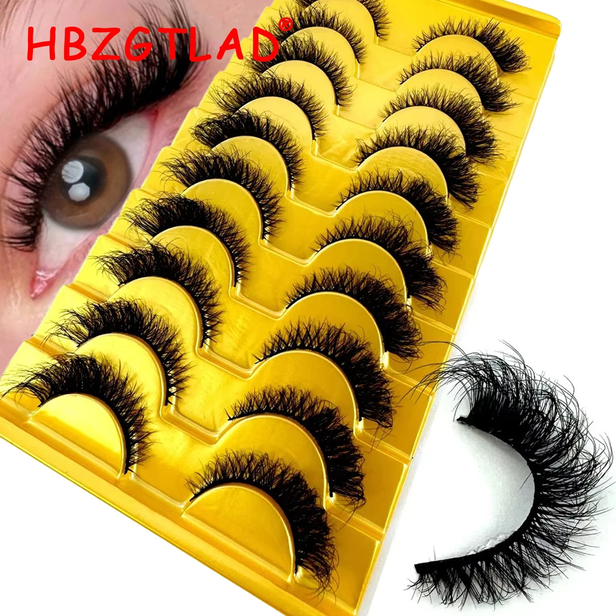 HBZGTLAD 10 pairs of long 3D mink eyelashes soft short false eyelashes handmade false eyelash makeup tool eyelash extender