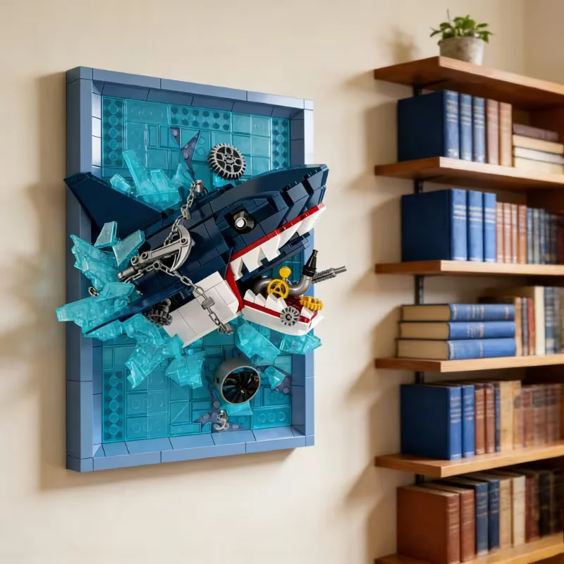 

Shark Animal Series 3D Picture Frame Building Blocks, Can Be Hung on the Wall or Placed on a Table, DIY 3D Puzzle Art Model Set, Stylish Home Decor Ornament, Durable Abs Material, Perfect Gift for Christmas, Halloween, Thanksgiving, and Birthdays