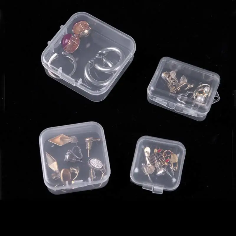 1~10PCS Multi Sizes Transparent Storage Box Square Small Items Case Jewelry Beads Container Fishing Tools Box Sundries Organizer