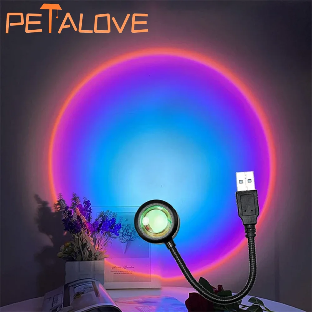 USB Led Sunset Lamp Projection Night Light RGB Bluetooth App Birthday Party Mood Light Bedroom Living Room Wall Background