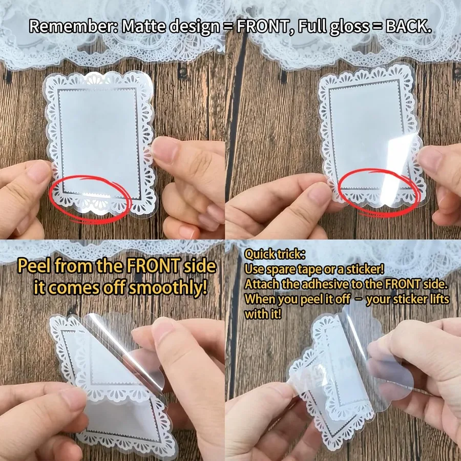 120 Uds. Pegatinas de encaje PET transparentes con recorte impermeable para álbum de recortes, decoración DIY, Ideal para marco de cuaderno, manualidades de álbumes