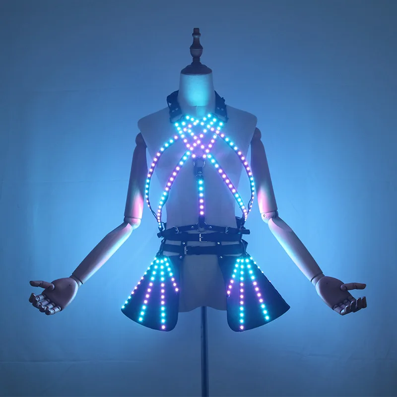 Discothèque PUNK LED jupe lumineuse ensemble débardeur femmes fête Rave tenue Gogo danseur scène Performance porter 2025