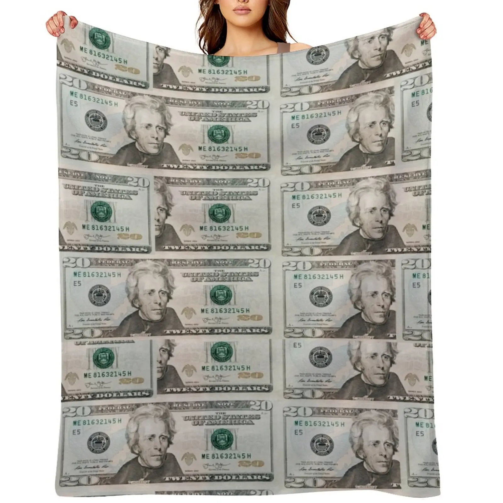

Money Pattern $20 Dollars USD Throw Blanket Decorative Beds Blankets Sofas Of Decoration Soft Beds Plaid on the sofa Blankets