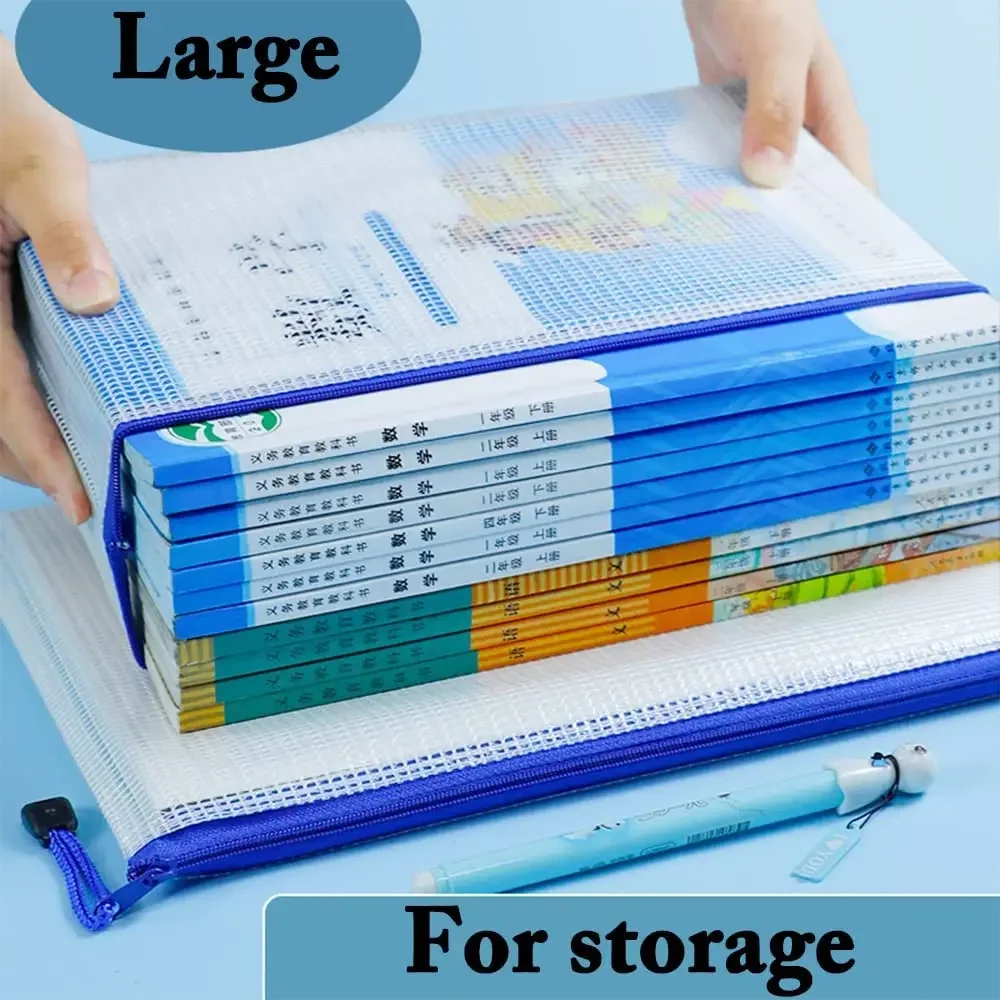 2-5pcs A4/A5/A6 Mesh Zipper Pouch Document Bag Waterproof Zip File Folders School Office Supplies Pencil Case Storage Bags