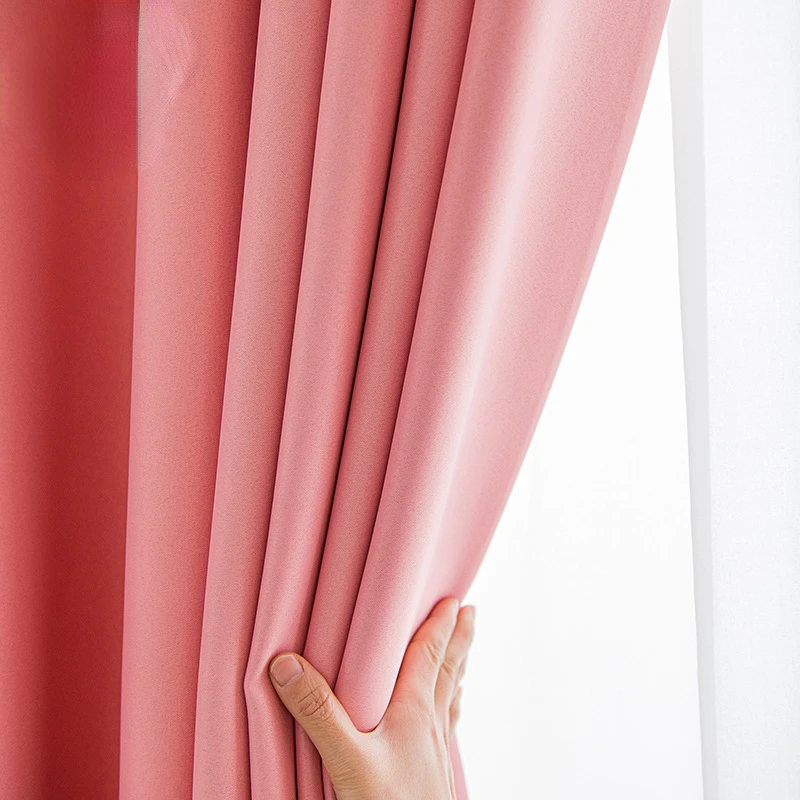 

Thickened solid color double-sided matt high-precision blackout home improvement project sunshade curtain yy